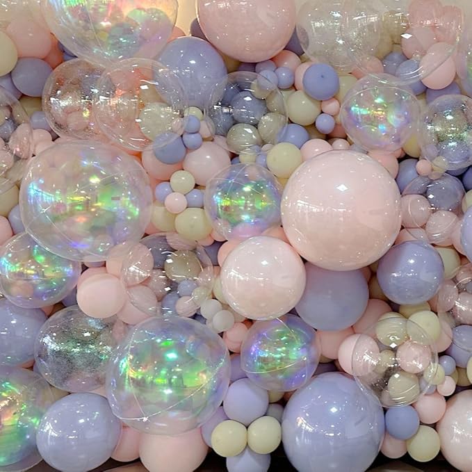 12PCS Iridescent Round Foil Balloons, 22" 15" 10" Large 4D Ball Balloons Holographic Mirror Balloon for Wedding Baby Shower Mermaid Princess Birthday Party Decorations