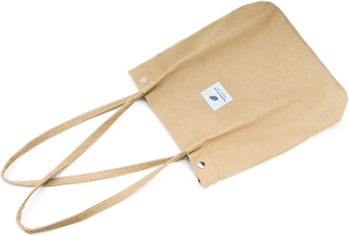 Corduroy Tote Bag Cute Tote Bags for Women Shoulder Bag with Inner Pocket for Work Beach Travel and Shopping Grocery
