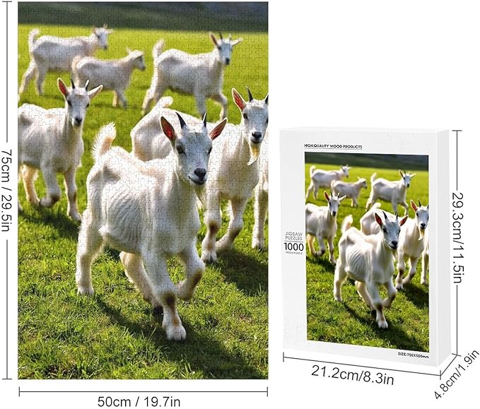 Adult Wooden Puzzle 1000 Pieces - Farm Baby Goats Theme Jigsaw Puzzles， Exquisite Art Design，for Puzzles Challengers and Enthusiasts，Puzzle Games for Children and Adults