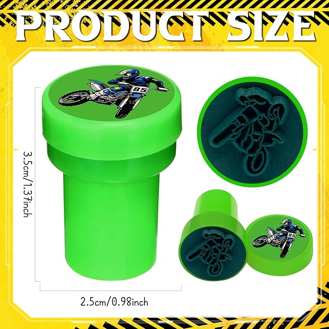 Cinrobiye 24 PCS Dirt Bike Party Stampers，Motocross Birthday Favors, Racing Goodie Bag Fillers, Cross Country Motorcycle Party Supplies, Classroom Rewards, Pinata & Carnival Prizes for Boys Girls
