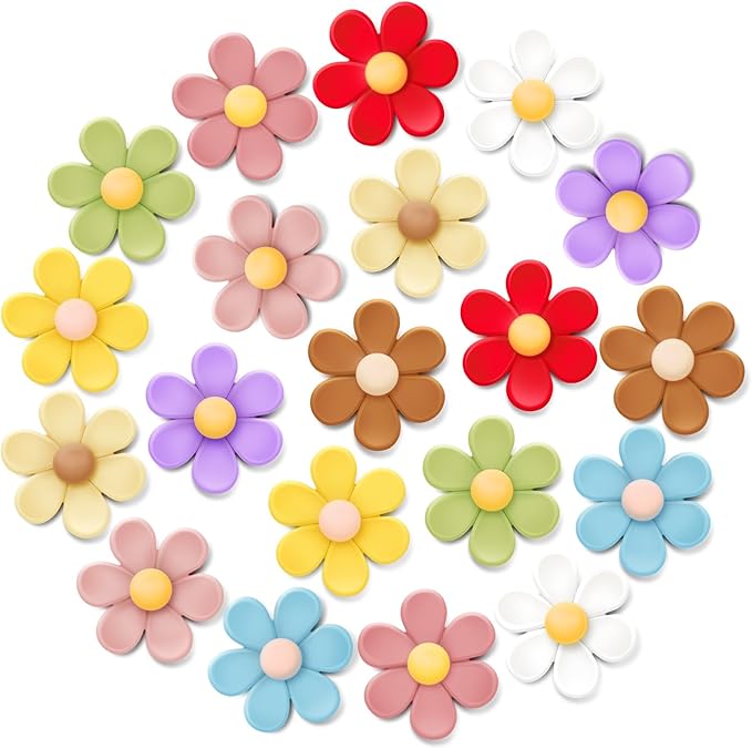 20 Pcs 3D Flower Fridge Magnets, 0.8 Inch Cute Fridge Magnets, Colorful Refrigerator Decorative Magnet for Whiteboard Locker Cabinet (Small)