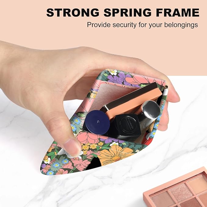 2Pcs PU Leather Small Squeeze Coin Purse Pouch Mini coin Bag Unique And Cute Wallet Cosmetic Bags Change Bag For Women Girls Men Flower And Cat