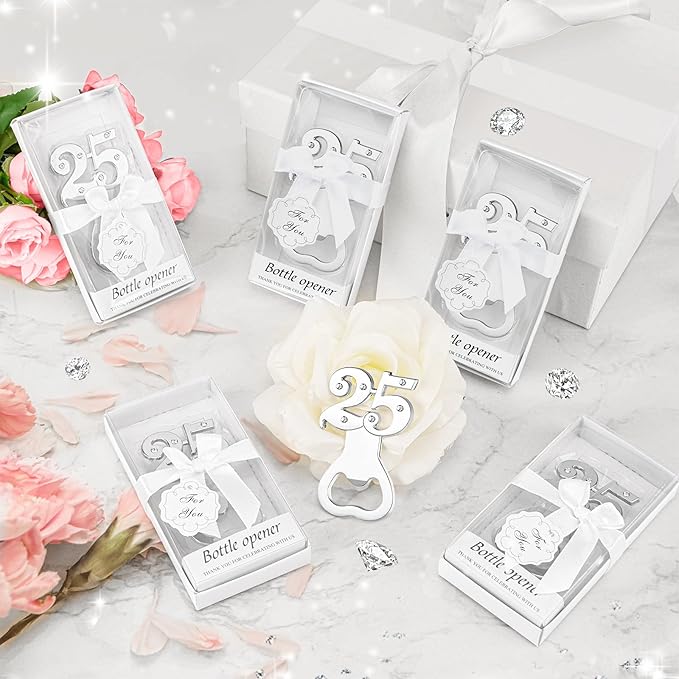50 PCS 25th Birthday Party Favors for Guests,25th Wedding Party Favors Bottle Openers,Wedding Beer Bottle Openers for Bridal Shower