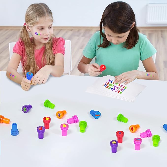 Cinrobiye 26 Pcs Alphabet Stampers, A-Z Letter Stamp Set for Classroom Rewards Birthday Party Favors Preschool Learning Crafts Goodie Bag Fillers pinata