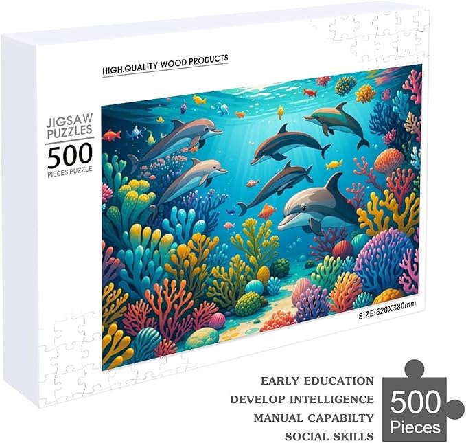 Wooden Puzzle - Sea World Wooden Puzzles for Adults 500 Pieces Challenge Puzzles，Educational Games，Family Puzzles，Unique Gifts for Wall Art ，Funny Puzzles