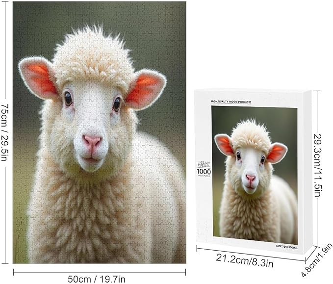 Jigsaw Puzzles for Adults 1000 Piece - Lamb Livestock Animal Mammal Cute Wooden Puzzle，Educational Games，Challenge Puzzles Puzzle Games， Stress Relief Games，Funny Puzzles