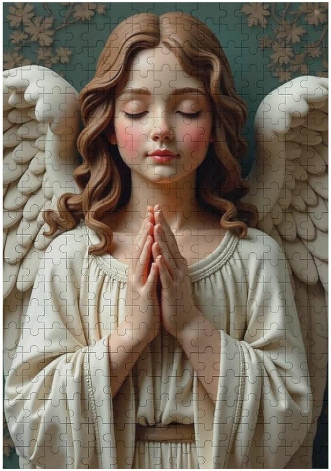 Wooden Puzzle - Classic Angel Praying Jigsaw Puzzles，Wooden Puzzles for Adults 300 Pieces Challenge Puzzles，Educational Games，Family Puzzles，Unique Gifts for Wall Art,Funnny Puzzles