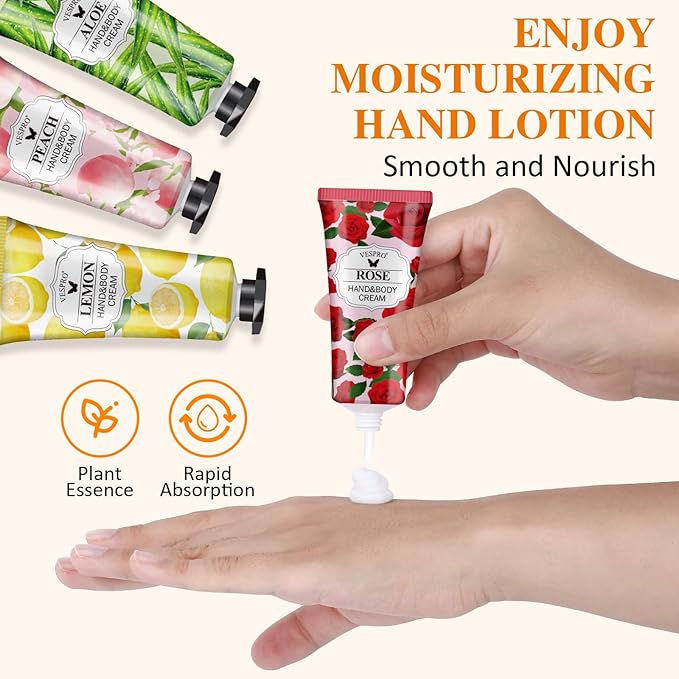 VESPRO 126 Pack Hand Cream Set, Mothers Day Gifts, Bulk Hand Lotion Travel Size for Dry Cracked Hands, Mini Hand Lotion for Valentines Day Gifts, Bridesmaid Gifts, Employee Appreciation Gifts
