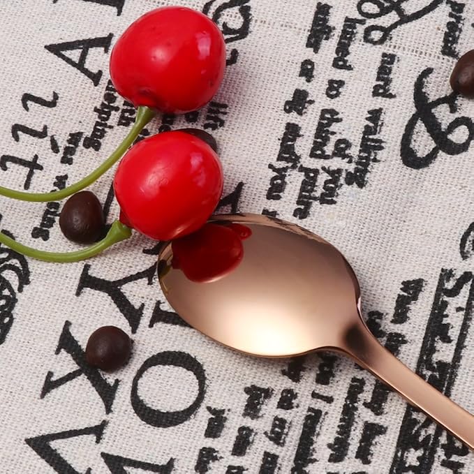 Buyer Star 12 Pieces Rose Gold Teaspoons 5.5-Inch Mini Coffee Spoons Stainless Steel Sugar Demitasse Espresso Spoons