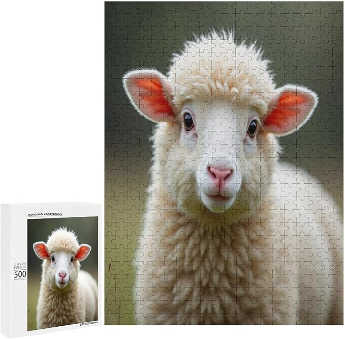Jigsaw Puzzles for Adults 500 Piece - Lamb Livestock Animal Mammal Cute Wooden Puzzle，Educational Games，Challenge Puzzles Puzzle Games， Stress Relief Games，Funny Puzzles