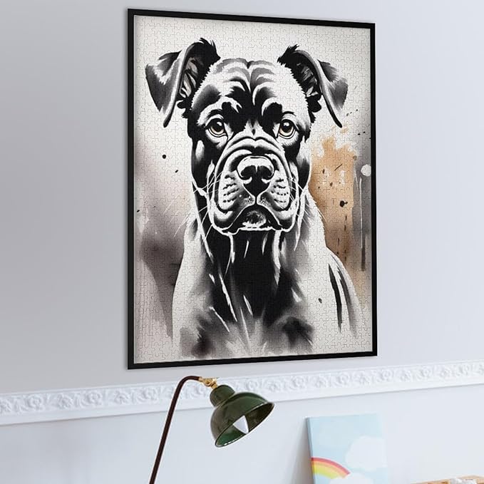 Jigsaw Puzzles for Adults 1000 Piece - Boxer Dog Portrait Animal Themed Wooden Puzzles，Stress Relief Games，Puzzle Games Challenge Puzzles，Educational Games，Family Puzzles