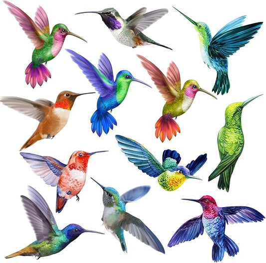 Xuhal 12 Pcs Cute Fridge Magnets Car Magnetic Sticker Refrigerator Magnets Fridge Decorations for Office Home Whiteboard Car Summer Decor(Hummingbird)