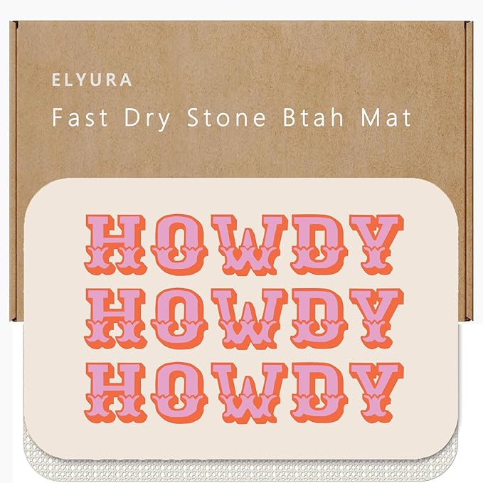Howdy Patterns Diatomite Stone Bath Mat Diatomaceous Earth Shower Mat Quick-Dry, Non-Slip, Easy to Clean for Bathroom Floor