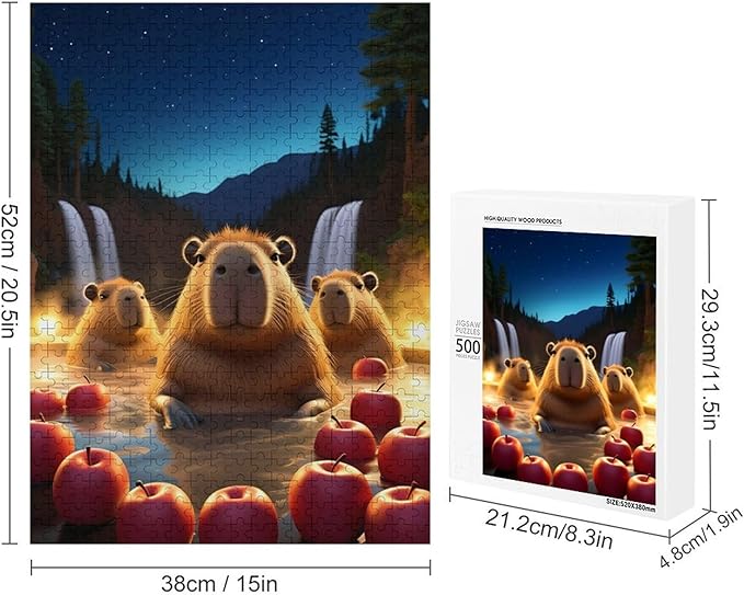 Jigsaw Puzzles for Adults 500 Piece - Cute Capybara Wooden Puzzles, Puzzle Games, Stress Relief Games, Funny Puzzles，Unique Gifts for Wall Art，Family Puzzles