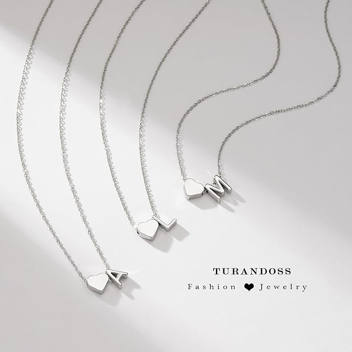 Turandoss Valentines Day Gifts for Kids Teen Girls - Dainty 18K Gold Plated Heart Initial A-Z Pendant Necklace Trendy Jewelry Heart Necklaces Birthday Valentines Day Gifts for Girlfriend Wife Women