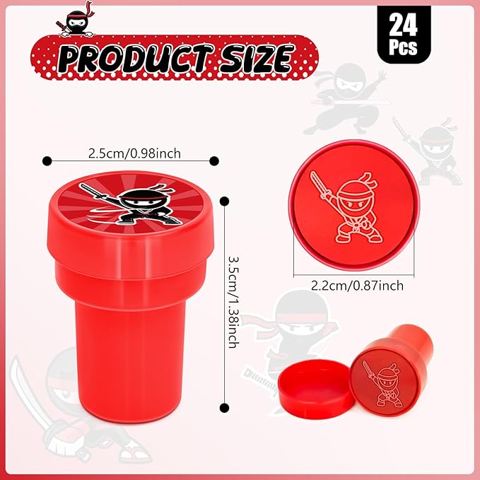 Cinrobiye 24 Pcs Ninja Party Favor Stampers,Ninja Party Supplies,Samurai Birthday Party Favors Gifts, Classroom Rewards Carnival Prizes, Goodie Bag Pinata Fillers