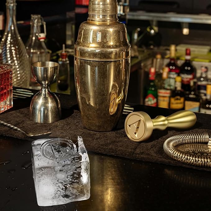 Ice Cube Stamp for Cocktails Ice Stamp Brass Head with Handle, Ice Branding Stamp for Ice Cubes Cocktail Whiskey Drinks Party Wedding Making DIY Crafting (Letter A)