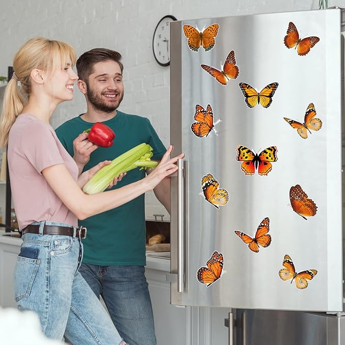Xuhal 12 Pcs Cute Fridge Magnets Car Magnetic Sticker Refrigerator Magnets Fridge Decorations for Office Home Whiteboard Car Summer Decor(Butterfly)