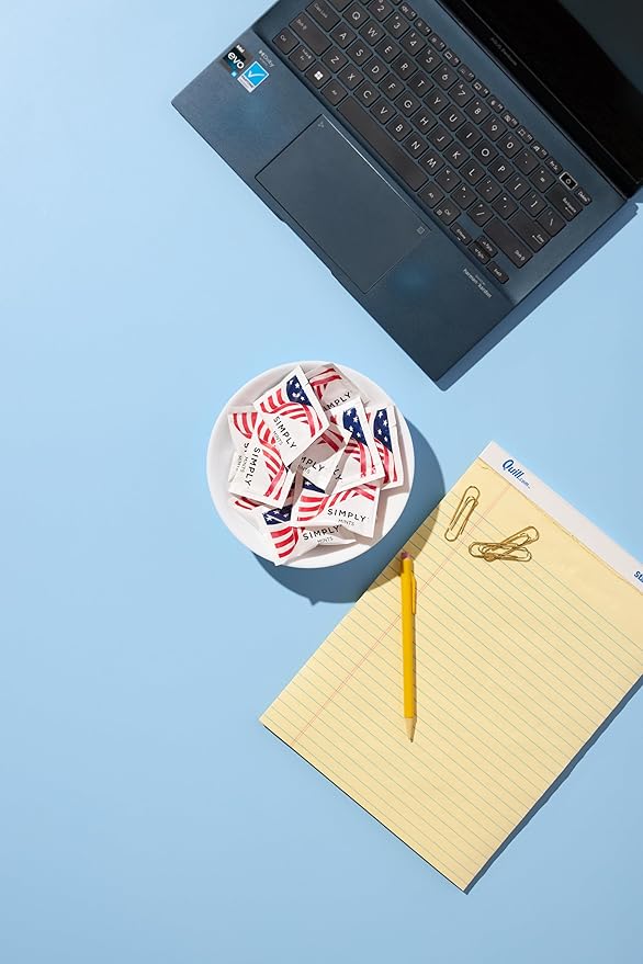 SIMPLY Peppermint "US FLAG" Individually Wrapped Breath Mints in Bulk, 50 Packets (2 per Packet) | Perfect for Office, School, Travel, Party Favors, Restaurants & Hospitality, Fourth of July