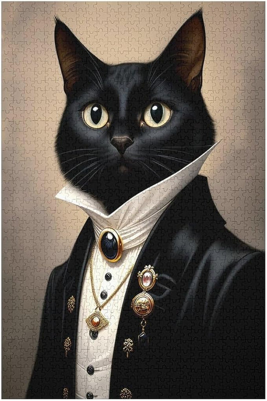 Funny Wooden Puzzle - Gothic Cat Puzzle for Adult 1000 Piece，Wooden Jigsaw Puzzles Art Leisure Game Fun Suitable Family Friends Educational Learning Games Gift
