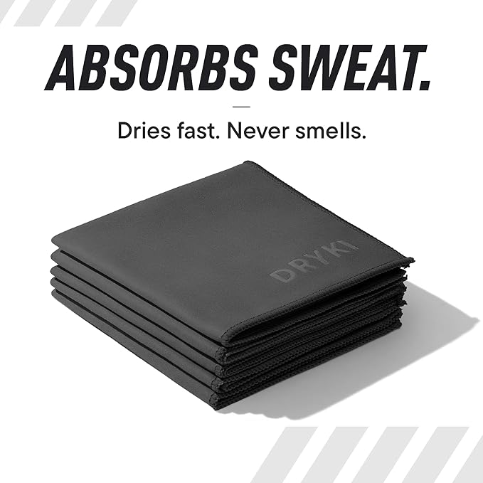 Sweat Absorbing Handkerchiefs - The Original Pocket-Sized Sweat Towels - Quick-Dry Microfiber Sweat Rags for Face, Hands, & Body - Men & Women - Gym, Sports, and Work (Dark Grey: 5 Pack)