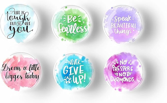 12Pcs Glass Refrigerator Magnets - Fridge Magnets Decoration for Classroom, Locker, Office Whiteboards, Cabinet, Dishwasher and Magnetic Surfaces (Inspirational Quote)