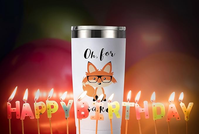 Oh, For Fox Sake - 20oz Stainless Steel Funny Tumbler, Unique Birthday Gift for Women & Men, Perfect Office Gift for Coworkers & Best Friends