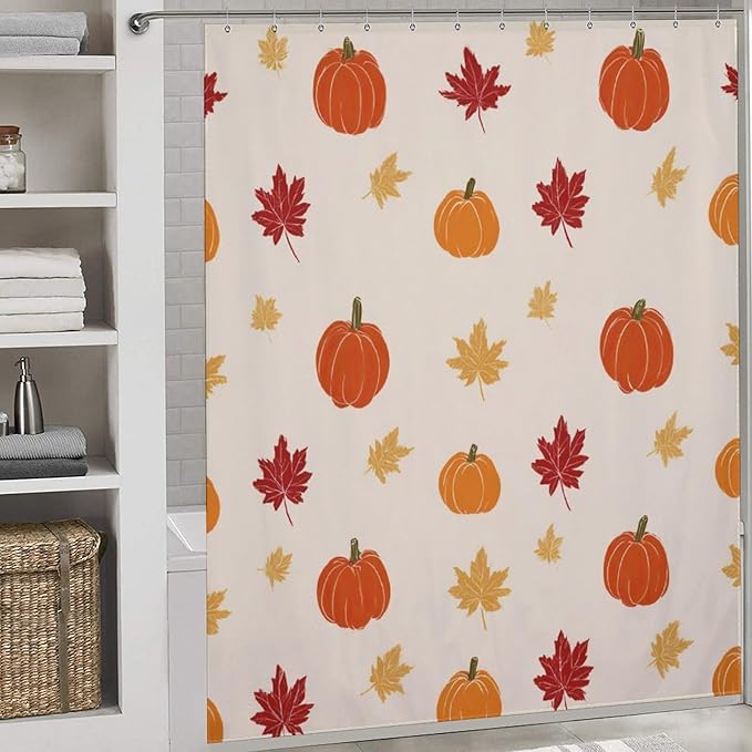 Fall Thanksgiving Pumpkin Shower Curtain Waterproof Washable Fabric Bathroom Shower Curtains for Bathroom Decorations Home Indoor Decor 72x72Inch