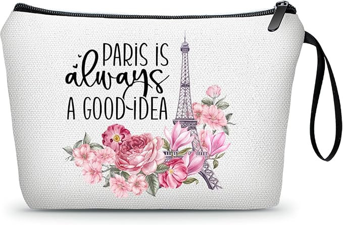 Paris Travel Cosmetic Bags - Unique Women's Gifts for International Travel, Christmas, Sister, Friend