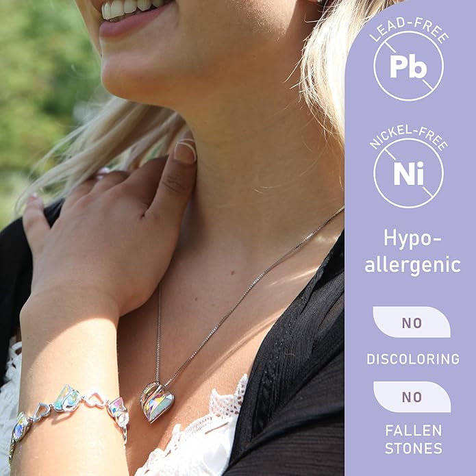 Leafael Valentine's Day Gift Necklaces for Women, Infinity Love Birthstone Heart Crystal Pendant, Birthday Anniversary Jewelry for Wife, Mom, and Her, Silver Plated, 18" + 2" Adjustable Chain