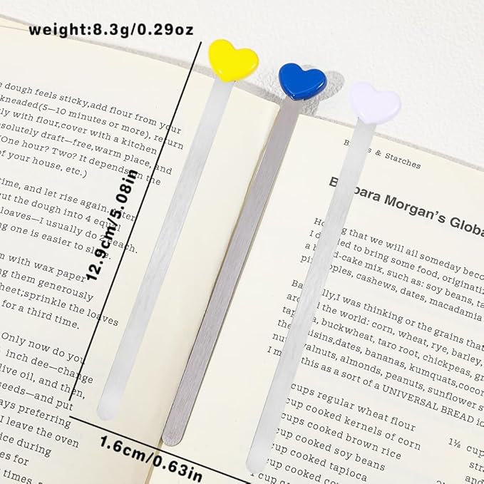 Love Heart Metal Bookmark Set - Color Stainless Steel Bookmarks, Reading Page Markers Gifts for Women, Book Lover, Girls, Boys,Couples Gifts (Love Heart B)