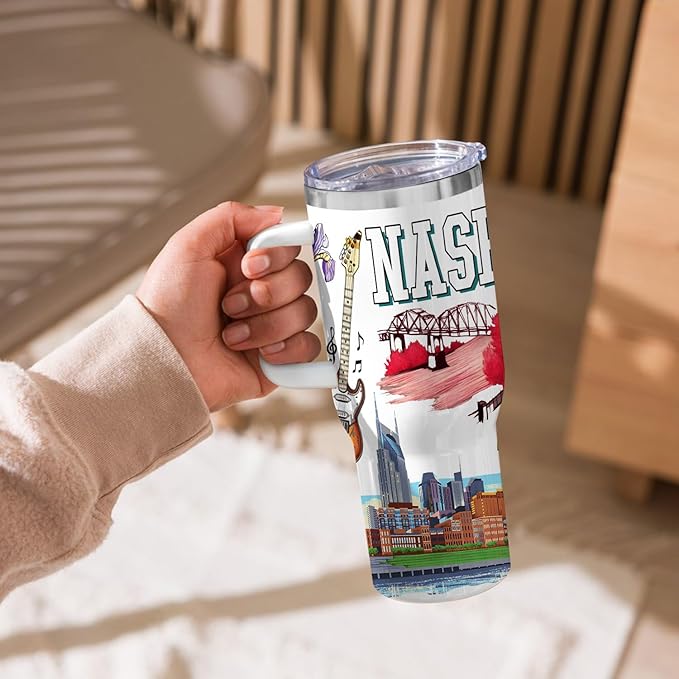 City Tumbler 40oz,Stainless Steel Water Bottle for Hot & Cold Beverages-City Gift Idea (Nashville)