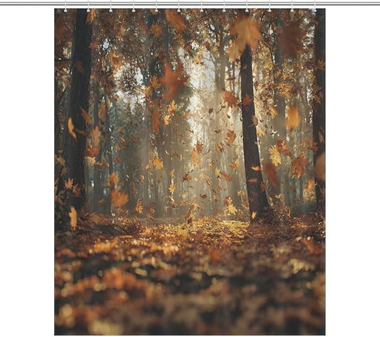 Fall Tree Shower Curtain Autumn Maple Tree Yellow Orange Leaves Brown Branch Waterproof Washable Fabric Bathroom Shower Curtains for Bathroom Decorations Home Indoor Decor 56x72Inch