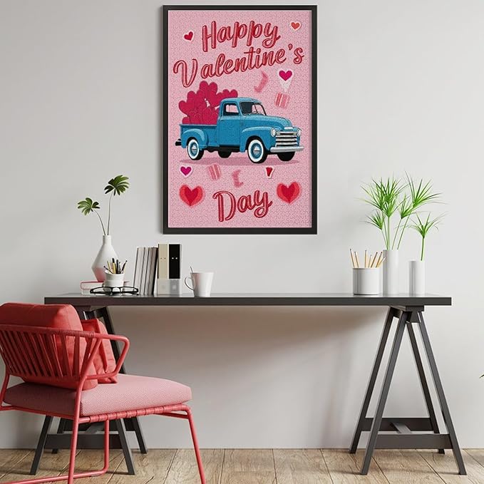 Wooden Puzzle - Happy Valentine's Day Jigsaw Puzzles，Wooden Puzzles for Adults 1000 Pieces Challenge Puzzles，Educational Games，Family Puzzles，Unique Gifts for Wall Art