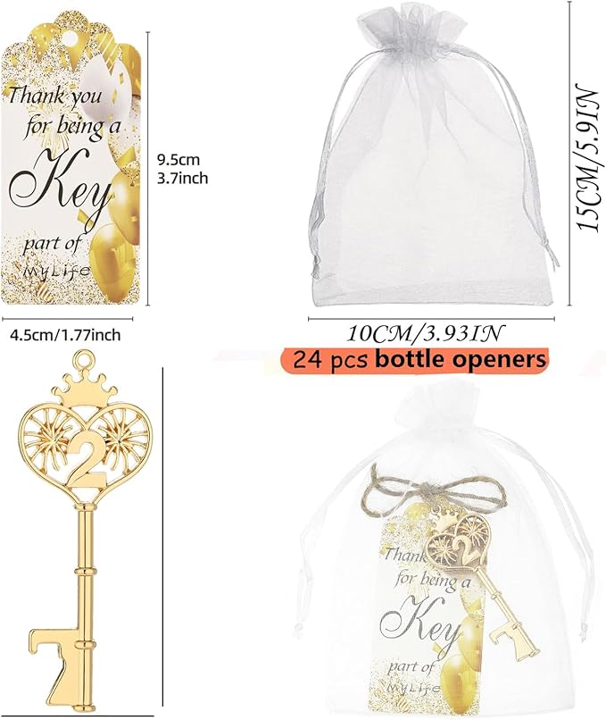 48PCS 2th Birthday Bottle Opener 2 Souvenir Party Supplies Key Opener 2th Baby Birthday Return Gifts Wedding 2th Baby Shower Gender Reveal Anniversary Party Decor(48,2th opener)
