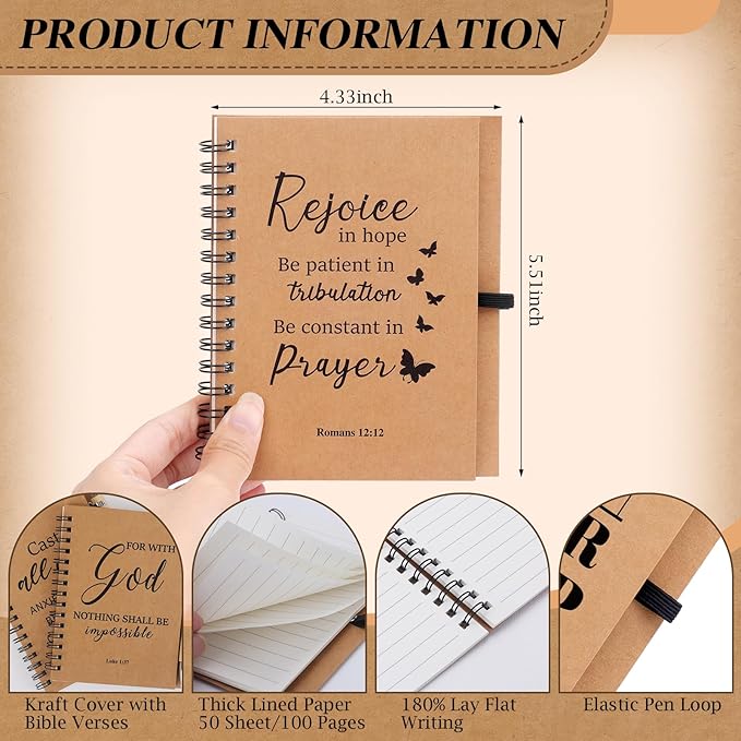 NEOACT 90 Pcs/30 Set Christian Gifts Bulk - Prayer Journal Scripture Notebook with Ballpoint Pen and Christian Bookmark,Christmas Gifts for Pastor Church Members Bible Study Groups