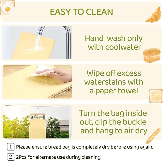 2 Pack XL Beeswax Bread Bags with Zipper Seal – Reusable Cotton Linen Waxed Bread Bags for Homemade Bread, Sourdough Storage, Eco-Friendly Bees Wax Bag Alternative to Plastic (2Pack)