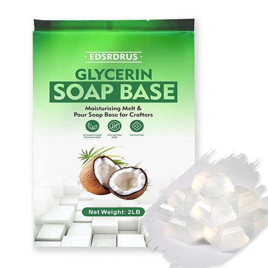 EDSRDRUS 4 LB Glycerin Soap Base Pre-Cut Moisturizing Natural Base Melt and Pour DIY Handmade for Crafting Soap Making