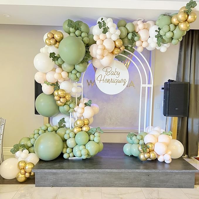Bezente Sage Green Giant Balloons 36 Inch - 8 Pack Jumbo Olive Green Large Round Dusty Green Latex Balloon for Birthday Bridal Shower Safari Jungle Theme Party Decorations