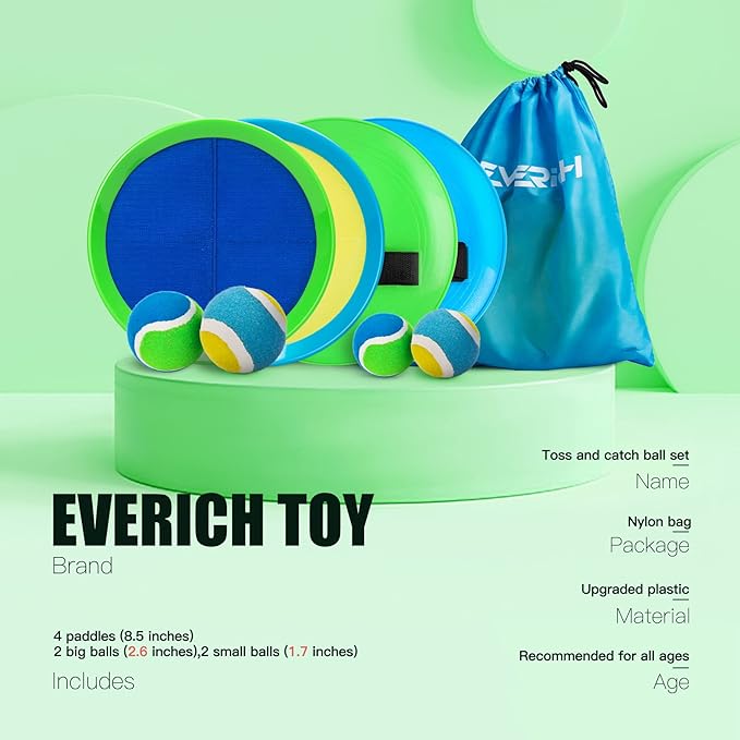 EVERICH TOY Upgraded Toss and Catch Ball Game Set, Outdoor Games for Kids Toys, Stocking Stuffers for Family Games, Beach Pool Yard Christmas Toys Birthday Gifts for Boys Girls 3 4 5 6 7 8-12 Year Old