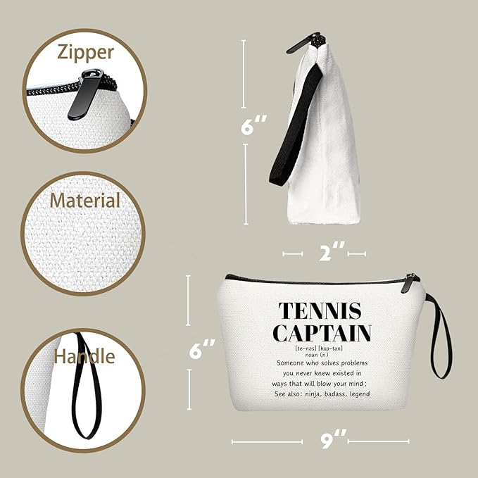 Tennis Captain Appreciation Thank You Funny Birthday Farewell Gifts Accessories for Women Girls Lover Team Female Coworker Friend Small Makeup Cosmetic Bag Christmas