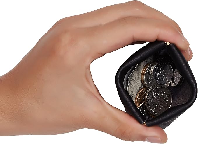 Travelambo Leather Squeeze Coin Purse Pouch Change Holder For Men & Women