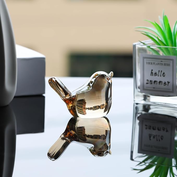 Ornalrist Crystal Gold Birds Figurines Home Decor, Glass Art Birds Collectible Figurines Paperweights Crystal Decor Gifts for Women Mom Friends (Gold)