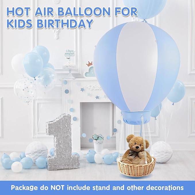 3FT Hot Air Balloon Decorations, Inflatable Baby Showe!Decoration Balloon for Baby Birthday Party weddingExhibitions, Air Pump Inclued (Blue)