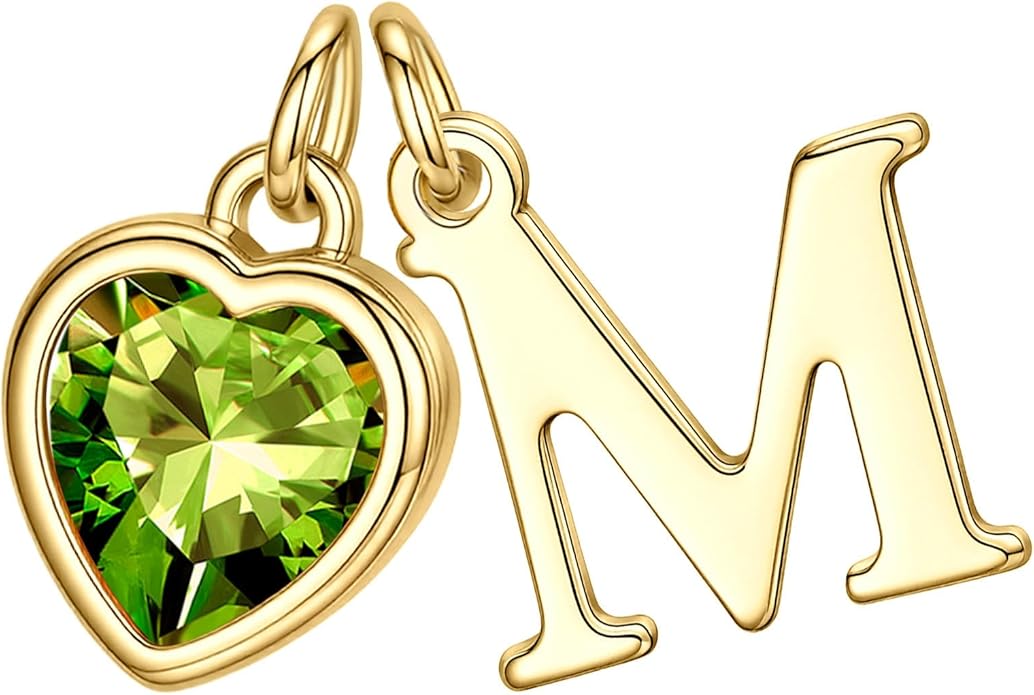 Turandoss Valentines Day Gifts for Her Trendy, Dainty 14K Gold Plated Initial A-Z Heart Birthstone Pendant Necklace Personalized Bridesmaid Birthday Valentines Jewelry Gifts for Women Girls