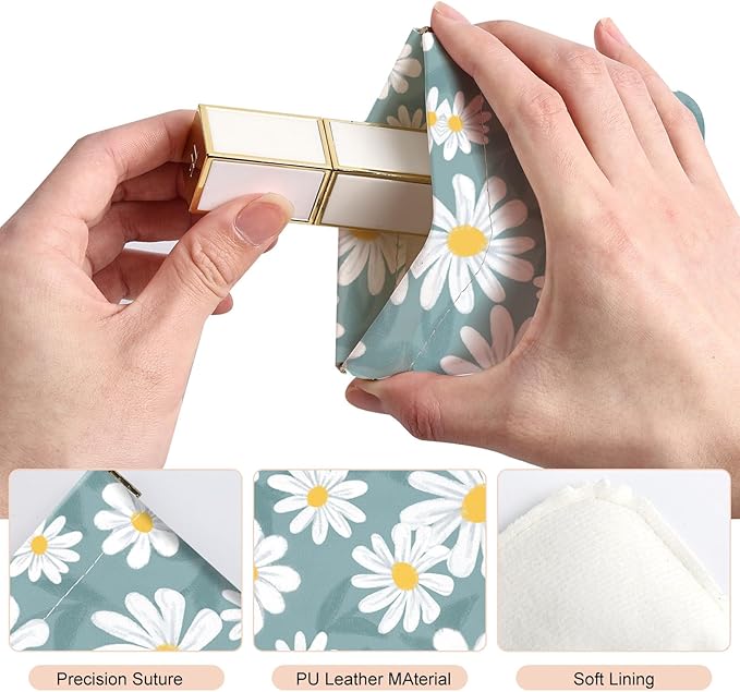 2Pcs PU Leather Small Squeeze Coin Purse Pouch Mini coin Bag Unique And Cute Wallet Cosmetic Bags Change Bag For Women Girls Men （White floral pattern