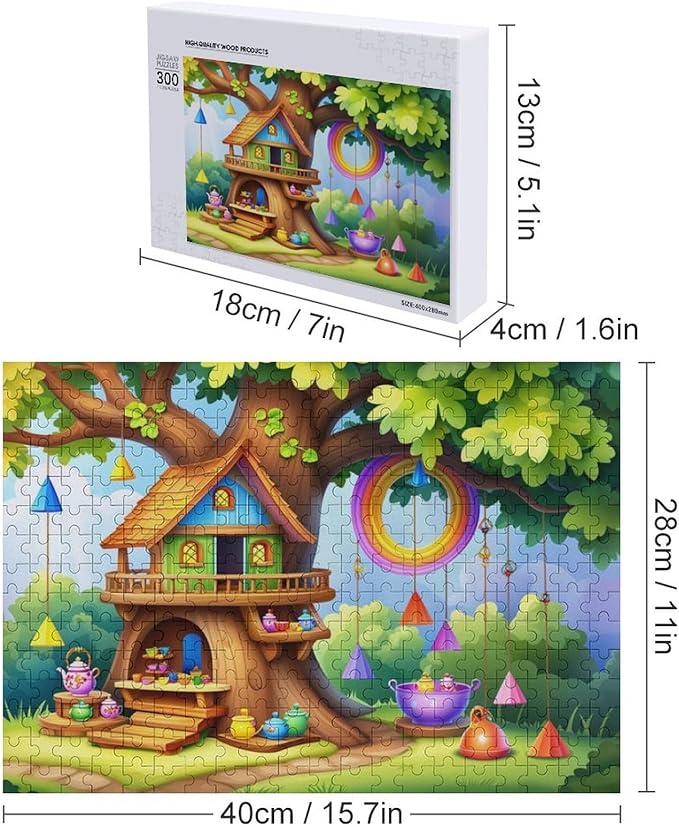 Wooden Puzzle - Fantastical Treehouse Escape Jigsaw Puzzles，Wooden Puzzles for Adults 300 Pieces Challenge Puzzles，Educational Games，Family Puzzles，Unique Gifts for Wall Art