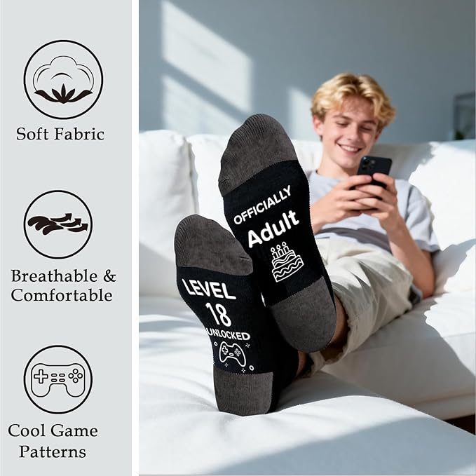 18th Birthday Gifts For Boys,18 Year Old Boy Birthday Gift Ideas with 12 Oz Tumbler, Funny Socks,Birthday Card, Bracelet, Keychain, Cool Gifts for Boys Son Grandson Nephew Friend Birthday