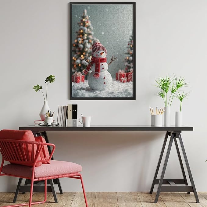 Wooden Puzzles for Adults 1000 Pieces, Christmas Winter Snowman, Each Piece is Unique and Perfectly Put Together, are Special Home Decorations, Fun Puzzles, Party Games, Family Toys