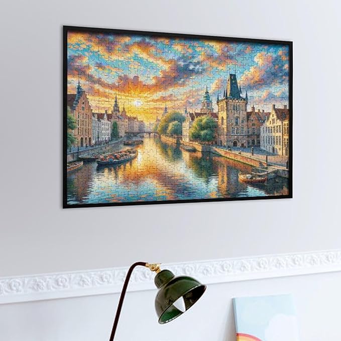Paintings Christmas City of Bruges Belgium - 500 Piece Jigsaw Puzzles for Adults，Stress Relieving Game Props Positive Thinking Puzzles Party Entertainment Puzzles for Adults and Teens Toy